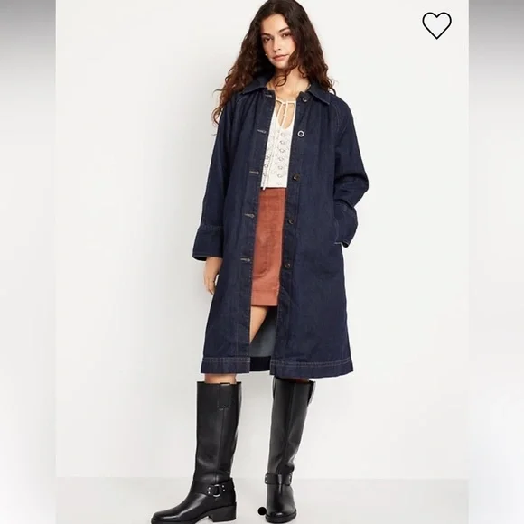 NWT Old Navy Long Denim Barn Coat - Picture 1 of 6